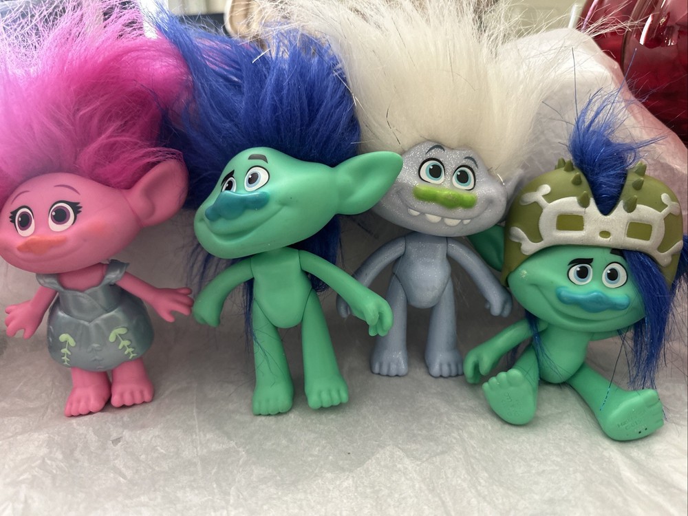 Dreamworks hasbro 2015 troll Movie dolls 4-5 “ Lot Of 4 Poppy Branch Guy DJ