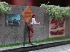 1/64 Miniature FIGURE your hot secretary girl glamorous curls Diorama IN STOCK