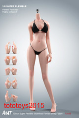 STOCK 1:6 Flexible Female Seamless Pale Skin Figure Body Hand shape+Bikini Set