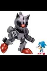 Sonic The Hedgehog Giant Mecha Sonic vs Sonic 9 Inch Action Figure Set Lights Se