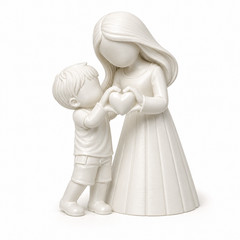 3D Printed Mother & Son Figurine 5.9in | Heart Hands Love Gift Decor
