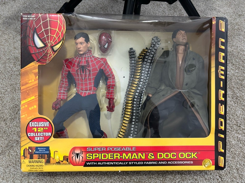 Marvel Spider-Man 2 & Doc Ock Super Poseable 12″ Figures Toy Biz 2004 New Sealed