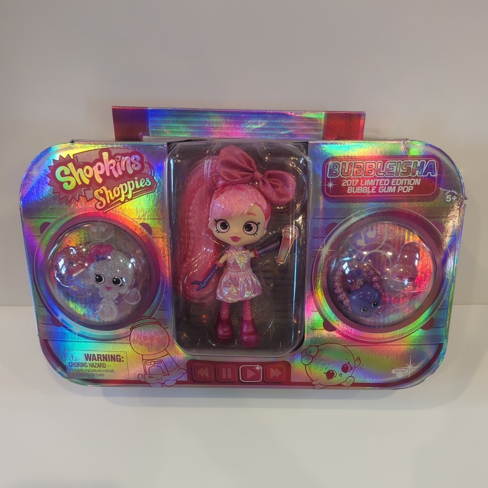 SHOPKINS SDCC 2017 BUBBLEISHA Limited Edition Bubble Gum Pop Doll Shoppies ltd
