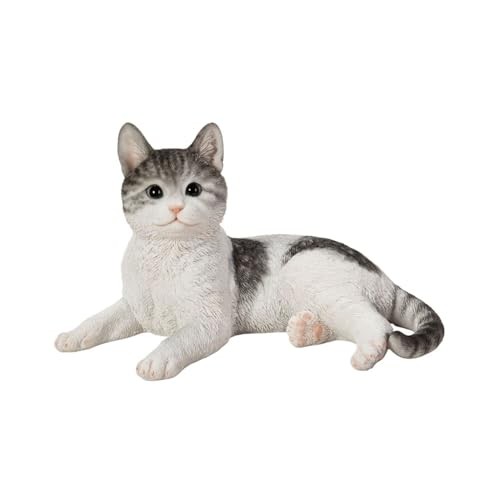 Ubia Lying Tabby and White Cat 34 x 22.5 x 19.5 cm Figurine Animal Garden