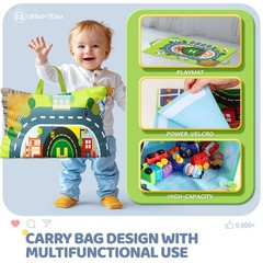 bessome Soft Rubber Toy Figure Car for 1 Year Old Boy with Playmat (Storage B…