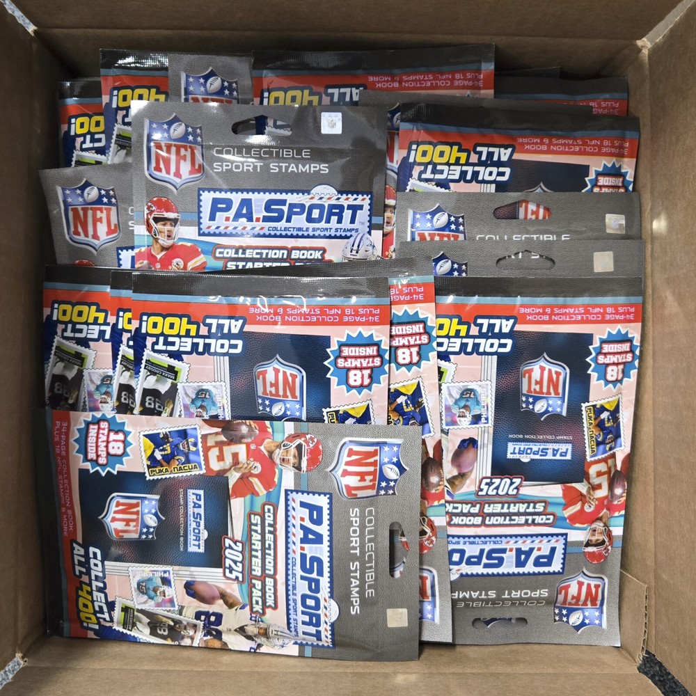 P.A. Sport NFL Sport Stamps 2025 Collection Book Starter Pack – Lot of 85 Packs