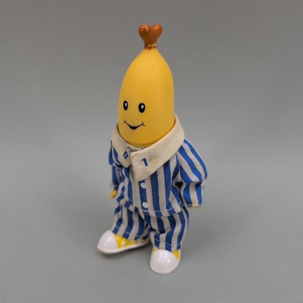 Vintage 1996 TOMY Bananas In Pyjamas B1 Figure 6″ Toy Yellow Blue White Stripes
