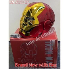 Autoking Iron Man MK5 Helmet Electronic Voice Activated Open&Close Gold Mask NEW