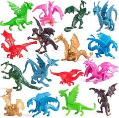 Mini Dragon Toy Figures – (Pack of 36) 2 Inch Plastic Rubbery Dragon Figurines i