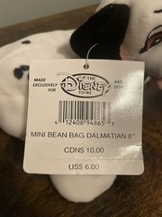 DISNEY Store 101 DALMATIANS Puppy Dog Mini Bean Bag 8″ Plush Toy New With Tags