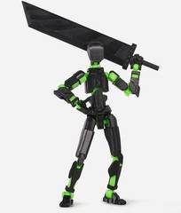 OUTGOTO PRE-ASSEMBLED 3 D PRINTED ACTION FIGURE – BLACK MIX GREEN