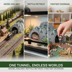 Realistic Mountain Train Tunnel Model 25.5×19.5×11.5cm HO Scale Scenery