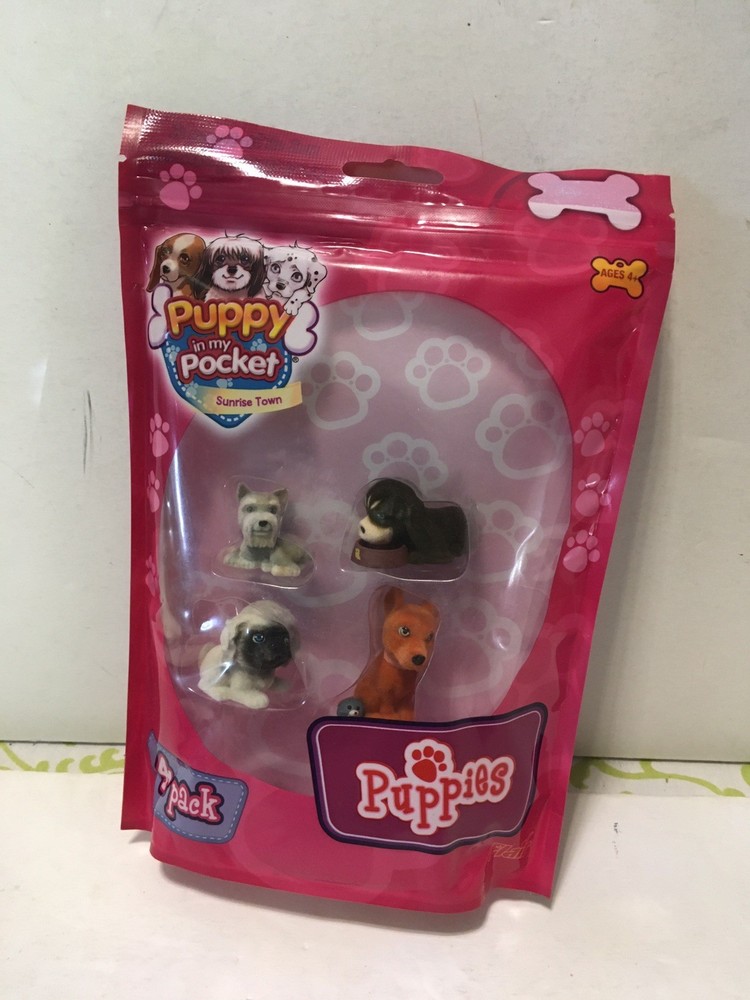 Puppy In My Pocket Sunrise Town 4 Pack Sets Style C Orange Dog Schnauzer Bowl