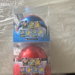 Pokemon Pikachu Poké Ball Gift Set Lot of 2 Blue/Red & Red Trading Cards