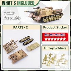 U.S Army Tank and Army Men Toys Playset, 2pc US Tank-1 Models with 10pc Toy