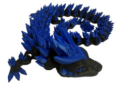 3D Printed Crystal Dragon -PLA- Black and Blue – 2 Ft Long – Articulated dragon