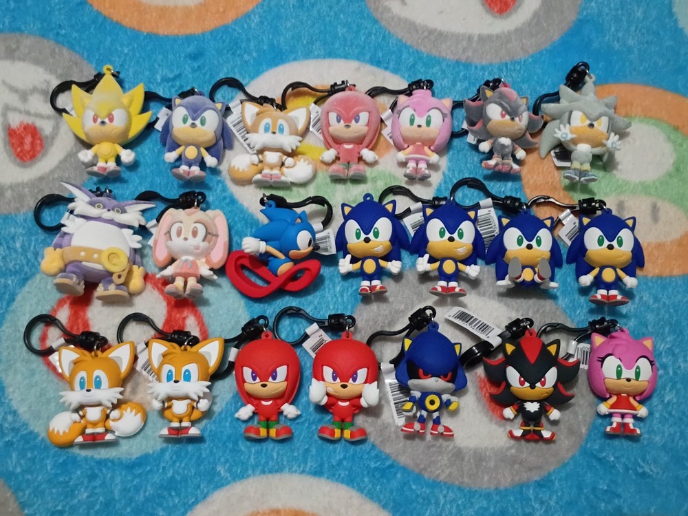 Rare Monogram Sonic the Hedgehog Sonic Figure Bag Clip Lot of 21 Flocked Shadow