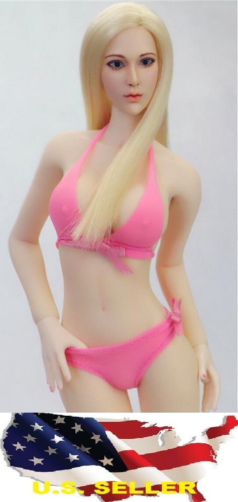 1/6 woman classic pink Bikini Swimsuit Set For Phicen hot toys kumik US Seller