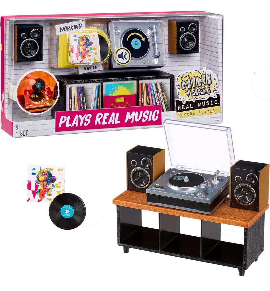 MGA’s Miniverse Real Music Record Player Mini Collectibles Mini Playable Record