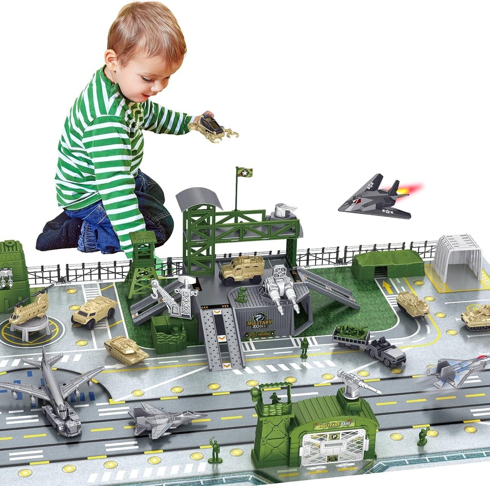Military Base Set, Army Men Playset with Military Vehicle,Weapon Gear Ac…
