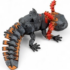 RobotoLotyl Steampunk Axolotl Figurine – 3D Printed Mechanical Animal with