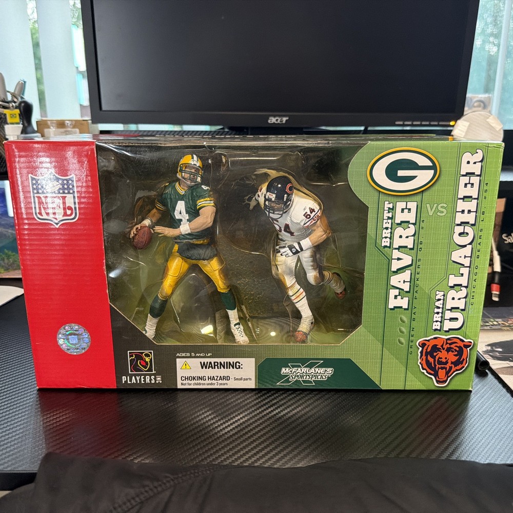 2003 MCFARLANE NFL FOOTBALL BRIAN URLACHER BRETT FAVRE SEALED 2 PACK SET BEARS