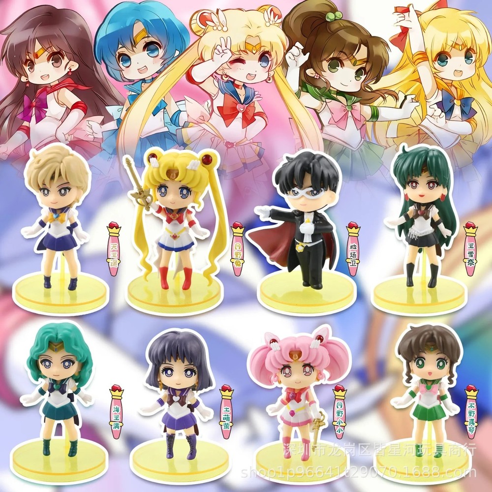 1PC random Sailor Moon PVC figure Usagi Minako Ami Rei Makoto anime car toy gift