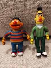 1985 Sesame Street Ernie & Bert 3″ Action Figures, Tara Toys, Vintage