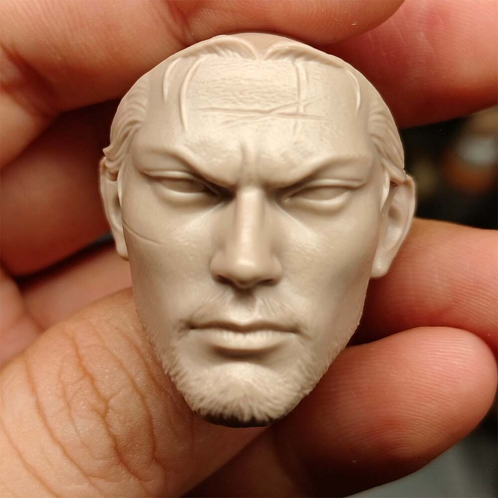 Unpainted 1/6 Miyamoto Musashi Japanese Samurai Head Carved Model Toys