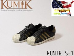 1/6 KUMIK shoes black Gold color sneakers hot toys 12” figure Phicen ❶USA❶