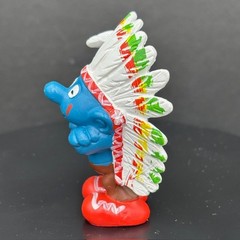 Smurfs 20144 American Indian Smurf Chief Colorful Headdress Vtg Schleich Figure