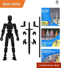 Compatible with 3D Printed Action Figure Toy Customizable Black Multi-Jointed…