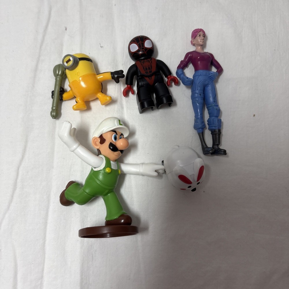 Small Toy Lot Of 5 Minion Spider-Man Luigi Rabbit Fortnite