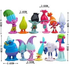 12PCS Troll Dolls Action Figures Trolls Toy Set Cartoon Characters Kids Gift