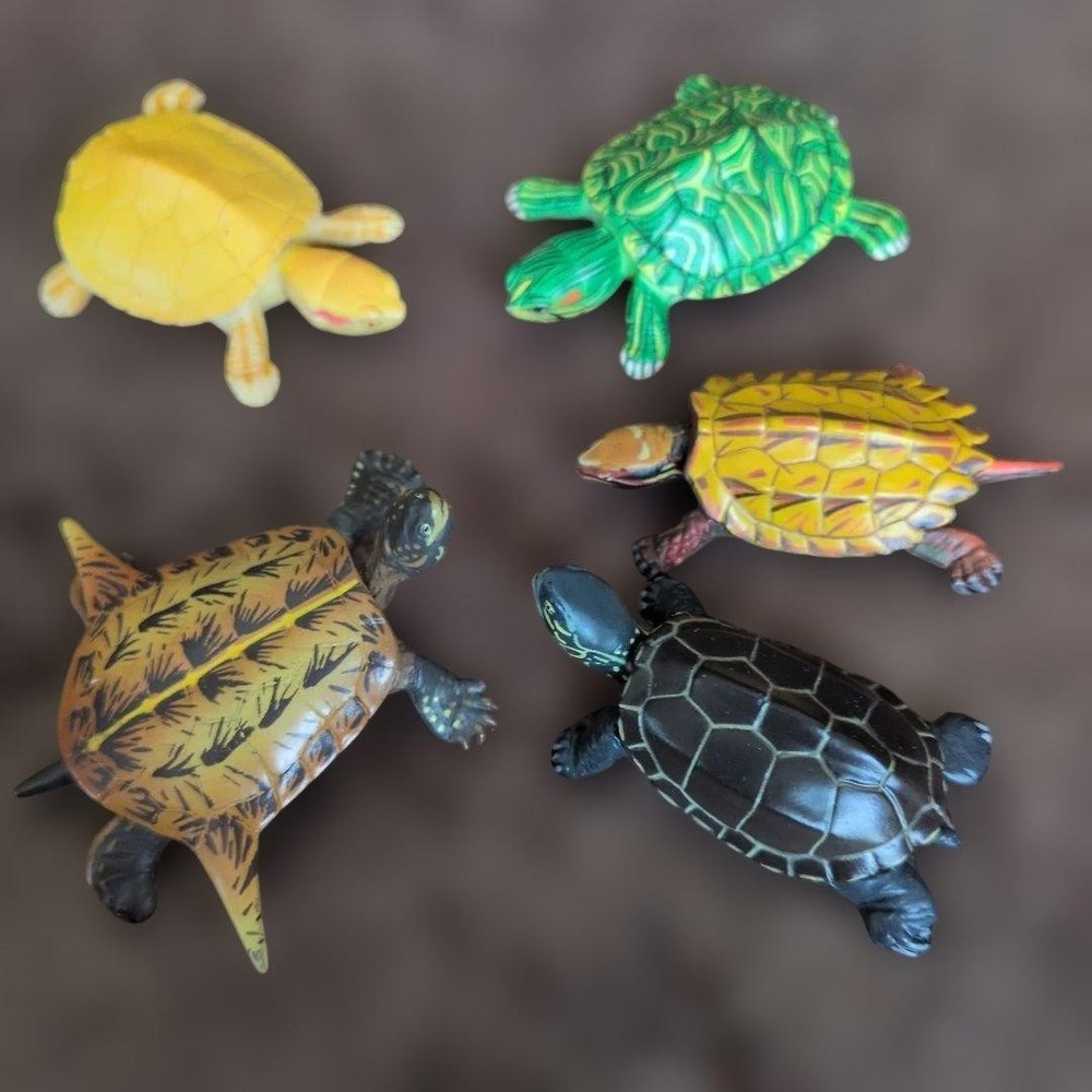 Kaiyodo Turtle Figure Set of 5 Collectible Sea Creatures, Varies in Size