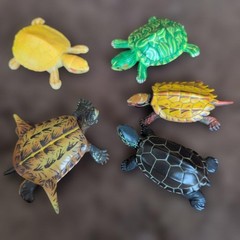 Kaiyodo Turtle Figure Set of 5 Collectible Sea Creatures, Varies in Size