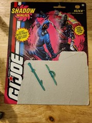 GI Joe Shadow Ninjas Slice 1994 Color Change Figure- Weapons & Card Back 3.75″