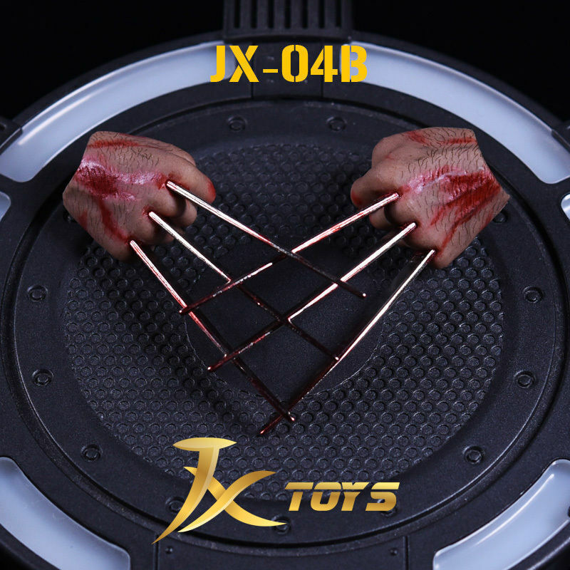 1 Pair 1/6 JXtoys Wolverine Handtypes Hurt Bloody Hand Model For 12″ Male Figure