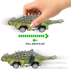 Dinosaur Toy Pull Back Cars, 6 Pack Dino Toys for Kids Ages 3 and Up