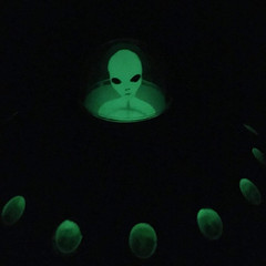 Alien Glow-In-The-Dark UFO Space Ship and Bendable Action Figure Toy