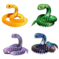 3D Printed Snake Movable Joint Simulation 3D Printed Figures Newyear Decoration