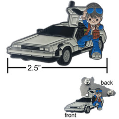 Marty McFly Delorean Back to the Future Pin with two posts and deluxe spring loa