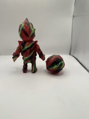 Mishka Glow in Dark Bootleg Kaiju Red Green Sofubi Soft Vinyl Figure Rare Color!