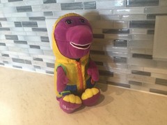 BARNEY IN RAINCOAT 14”PLUSHIE RAINY DAYS