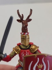 Papo Medieval Knight Action Figure Fantasy Cavalry Horse Stag Deer Red Gold