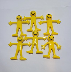 Lot of 6 Have a Nice Day Smile Yellow Stick Guys | 2.5 Inches Tall Each
