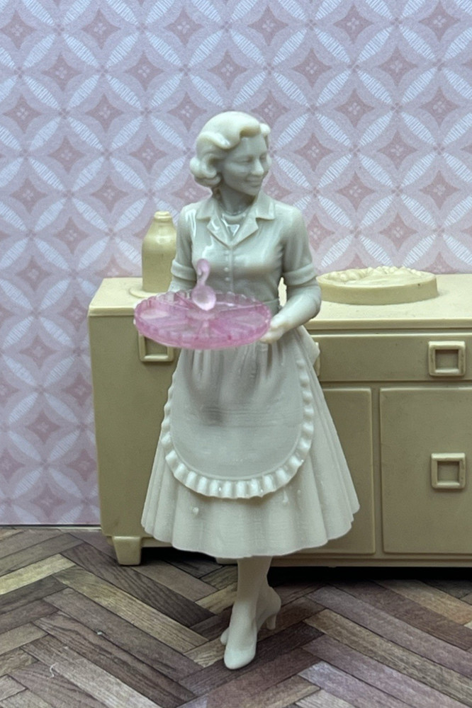 1:24 1950 Dollhouse Hostess Homemaker Inspired by Marx with Flamingo Platter