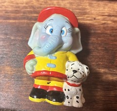 Vintage 1998 Blinky Chester Snorky Elephant Fire Fighter PVC And Dalmatian Figur