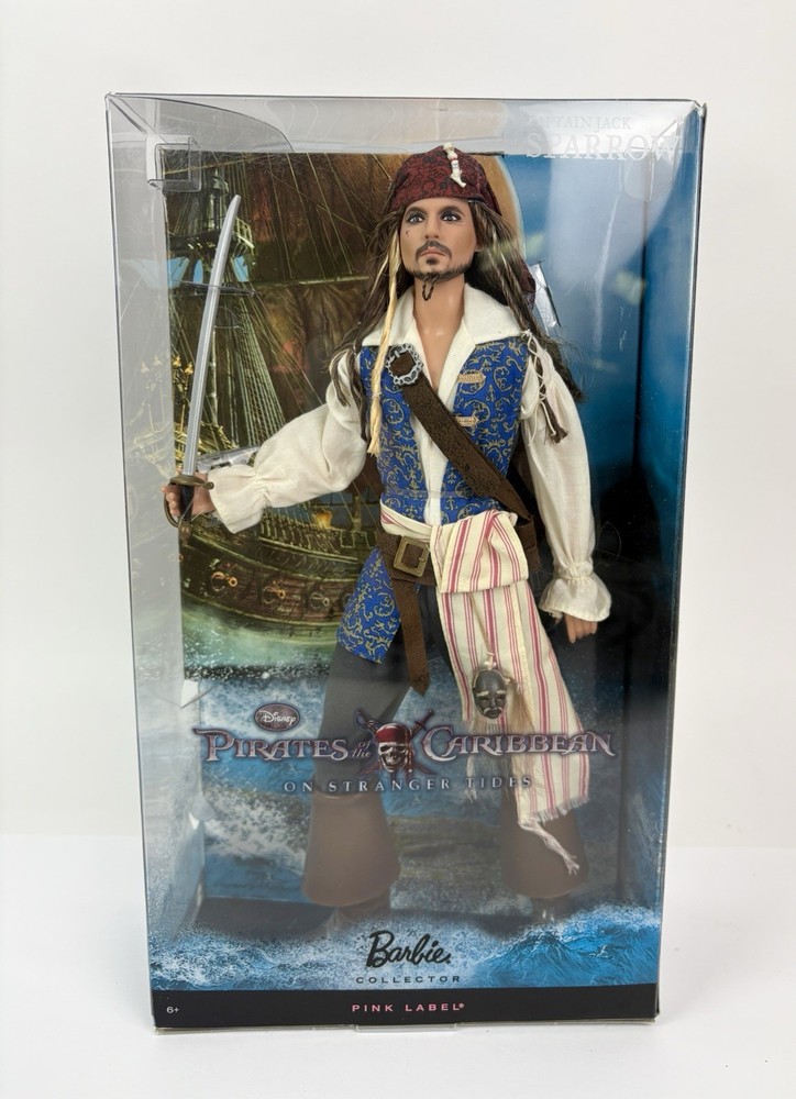 New 2010 Captain Jack Sparrow Barbie Collector Pink Label Mattel T7654 Pirates