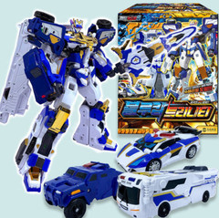 Metal Cardbot S Season 2 Blue Cop Trinity Glober Set Transformer Robot Toy